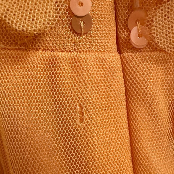 NEW Mac Duggal Beaded Floral Illusion Short Cape Sleeve Sheath Gown Coral 14 - Picture 9 of 9